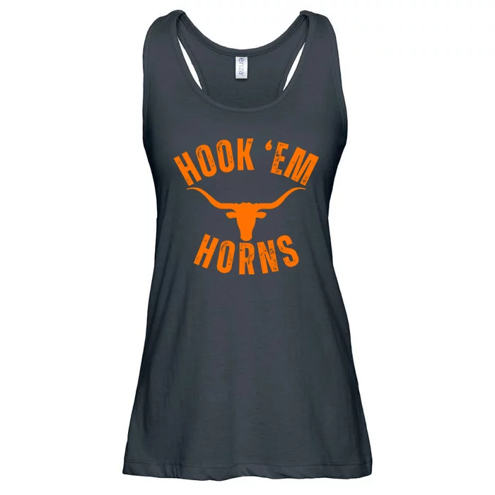 Hook Em Horns Texas Bull Head Longhorns Ladies Essential Flowy Tank