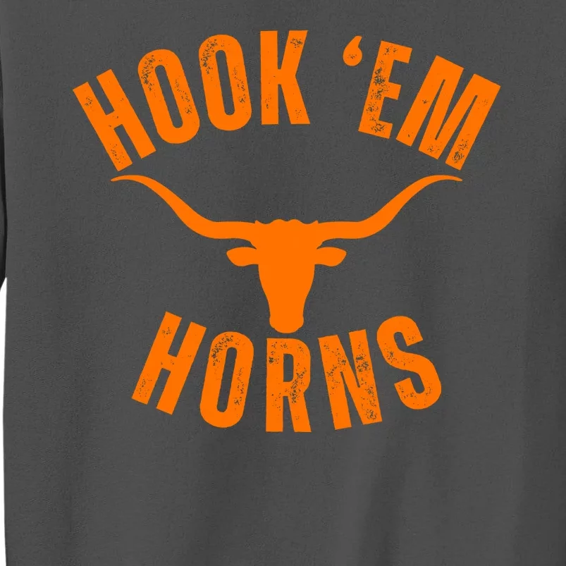 Hook Em Horns Texas Bull Head Longhorns Tall Sweatshirt