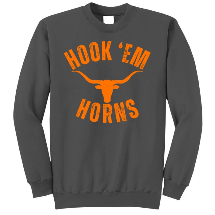 Hook Em Horns Texas Bull Head Longhorns Tall Sweatshirt