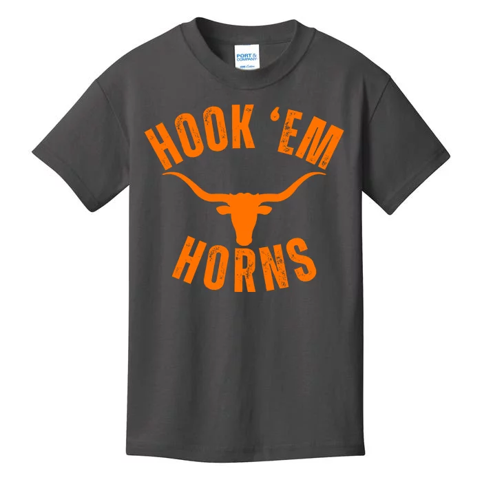 Hook Em Horns Texas Bull Head Longhorns Kids T-Shirt