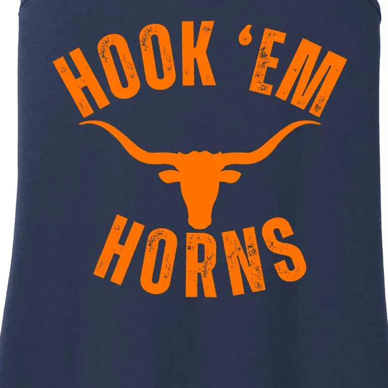 Hook Em Horns Texas Bull Head Longhorns Ladies Essential Tank