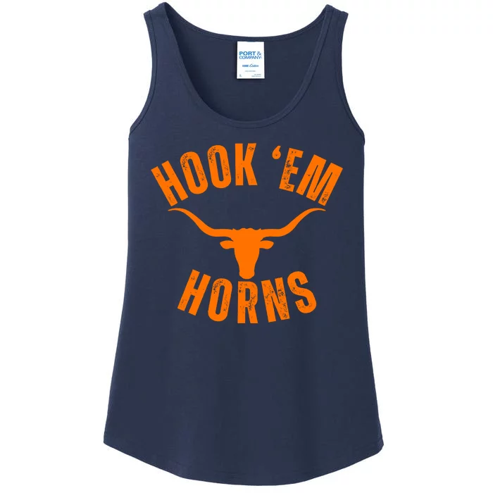 Hook Em Horns Texas Bull Head Longhorns Ladies Essential Tank