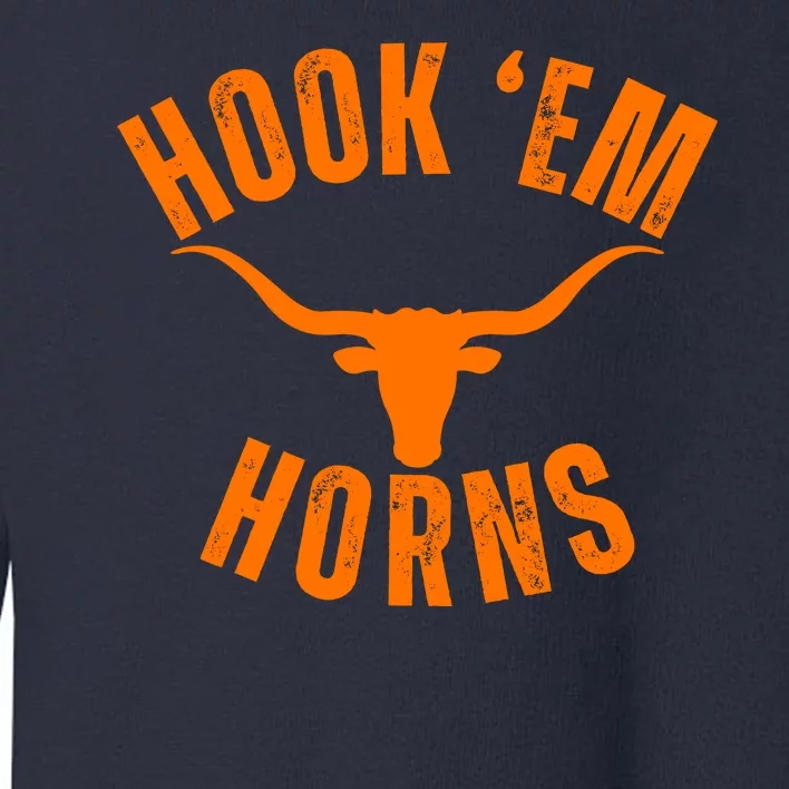 Hook Em Horns Texas Bull Head Longhorns Toddler Sweatshirt