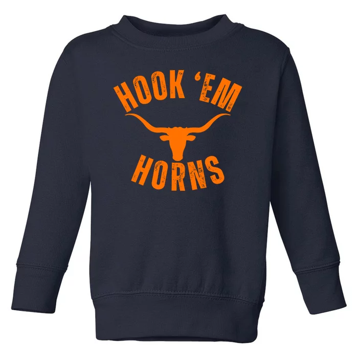 Hook Em Horns Texas Bull Head Longhorns Toddler Sweatshirt