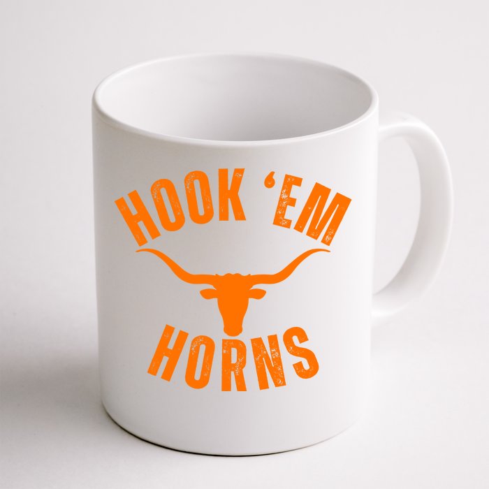 Hook Em Horns Texas Bull Head Longhorns Front & Back Coffee Mug