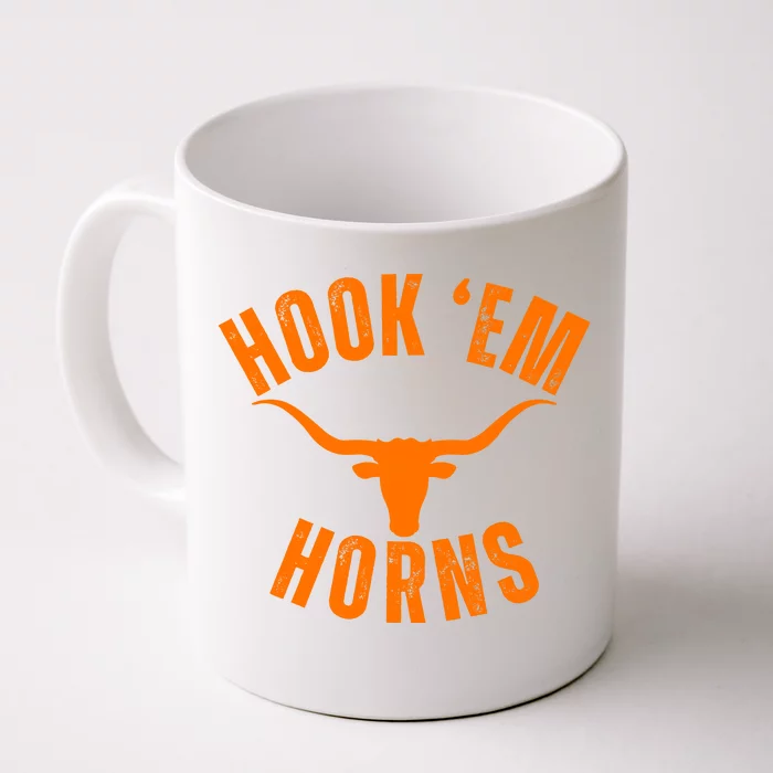 Hook Em Horns Texas Bull Head Longhorns Front & Back Coffee Mug