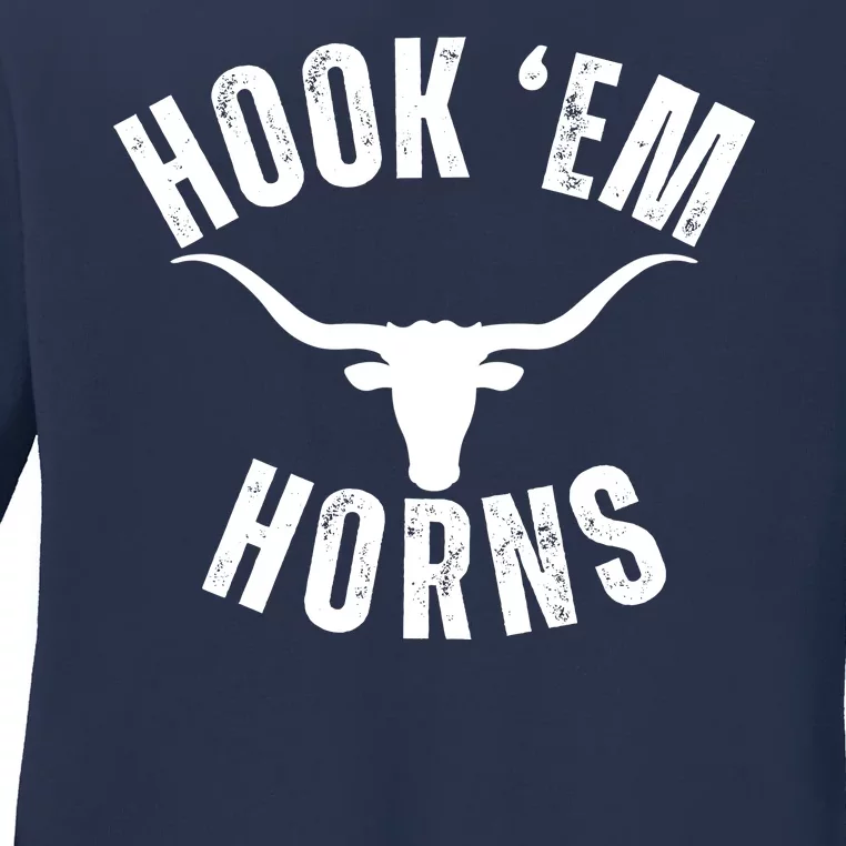 Hook Em Horns Texas State Longhorns Ladies Long Sleeve Shirt