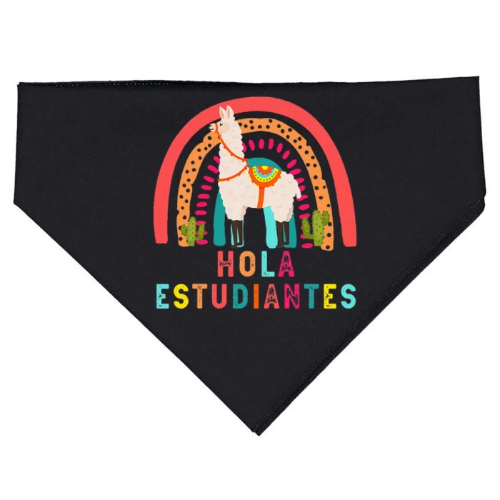 Hola Estudiantes Hello Prek Llama Spanish Teacher School USA-Made Doggie Bandana