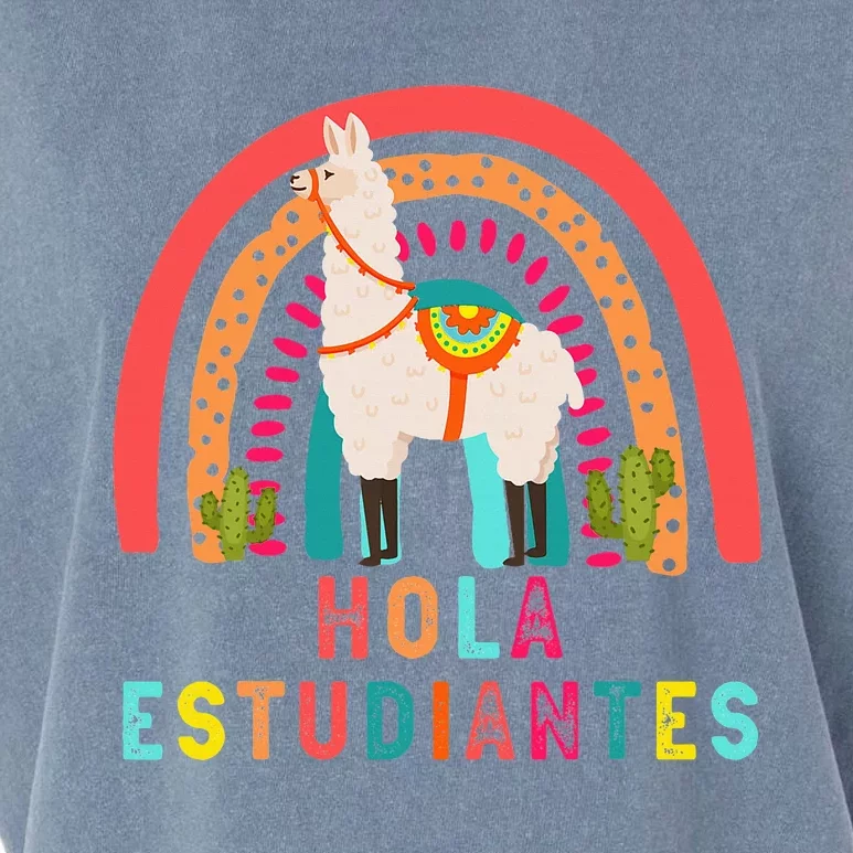 Hola Estudiantes Hello Prek Llama Spanish Teacher School Garment-Dyed Women's Muscle Tee