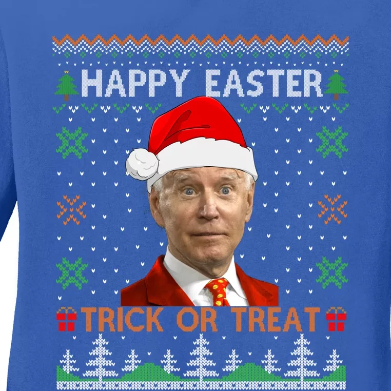 Happy Easter Hlw Funny Joe Biden Christmas Ugly Sweater Gift Ladies Long Sleeve Shirt