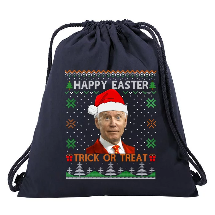 Happy Easter Hlw Funny Joe Biden Christmas Ugly Sweater Gift Drawstring Bag