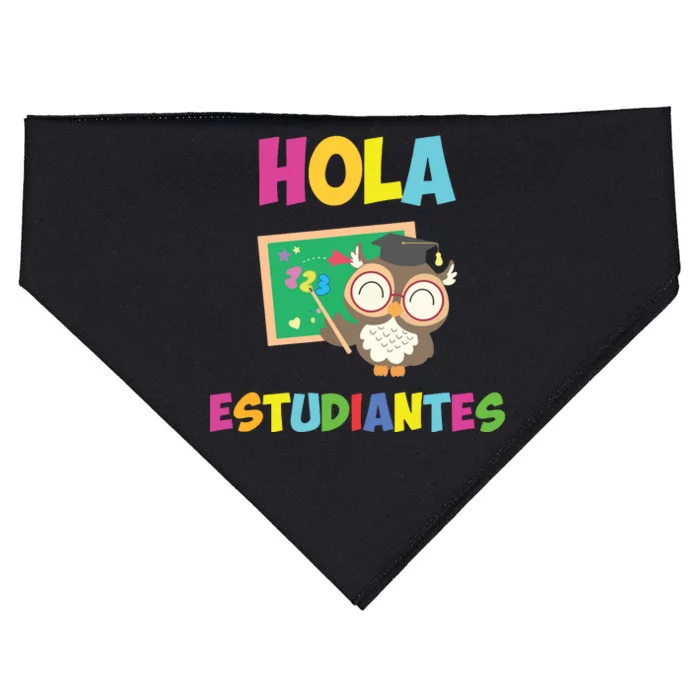 Hola Estudiantes Hello Class Funny Spanish Teacher USA-Made Doggie Bandana