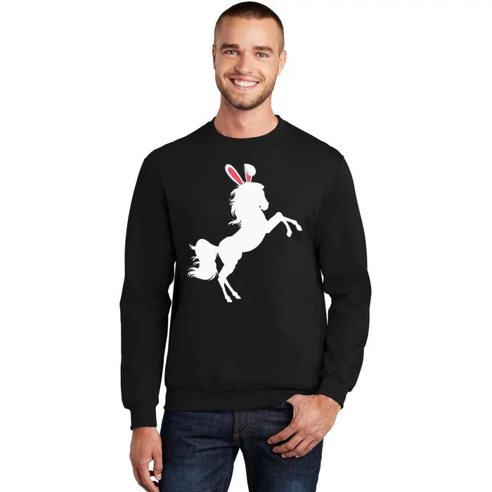 Happy Easter Horse Lover Three Horse Wearing Bunny Tall Sweatshirt