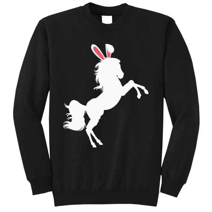 Happy Easter Horse Lover Three Horse Wearing Bunny Tall Sweatshirt