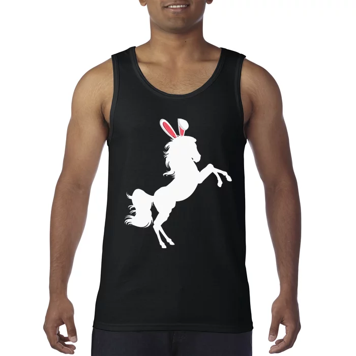 Happy Easter Horse Lover Three Horse Wearing Bunny Tank Top