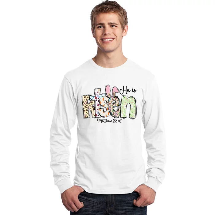 Happy Easter He Is Risen Jesus Christian Tall Long Sleeve T-Shirt