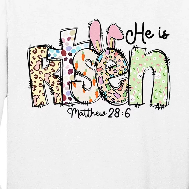 Happy Easter He Is Risen Jesus Christian Tall Long Sleeve T-Shirt