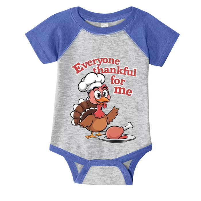 Happy Everyone Is Thankful For Me Happy Turkey Day Costume Gift Infant Baby Jersey Bodysuit