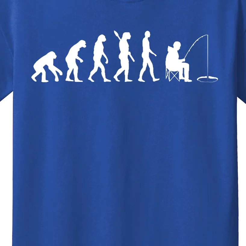 Human Evolution Ice Fishing Kids T-Shirt