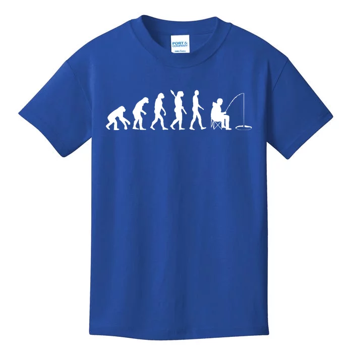 Human Evolution Ice Fishing Kids T-Shirt