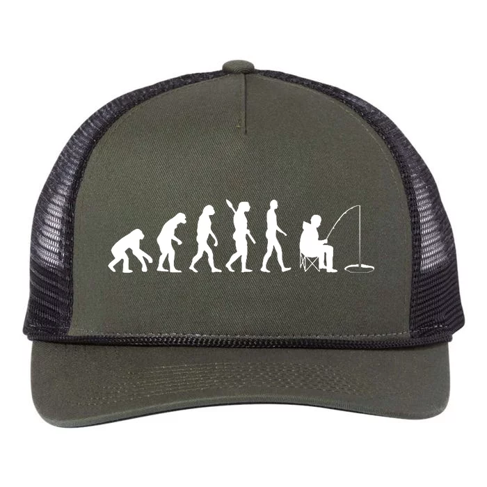 Human Evolution Ice Fishing Retro Rope Trucker Hat Cap