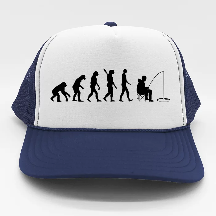 Human Evolution Ice Fishing Trucker Hat