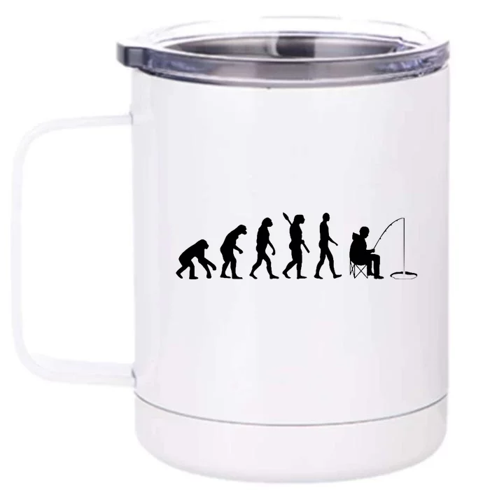 Human Evolution Ice Fishing Front & Back 12oz Stainless Steel Tumbler Cup