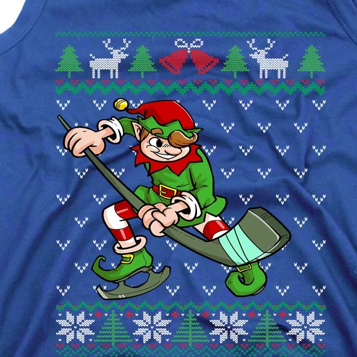 Hockey Elf Ice Hockey Player And Fan Ugly Christmas Gift Tank Top