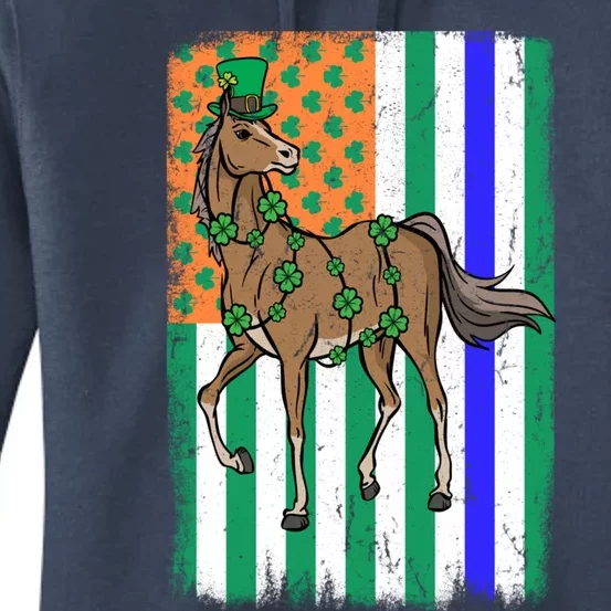 Horse Equestrian Irish Usa Police Flag Cop St Patricks Day Gift Women's Pullover Hoodie