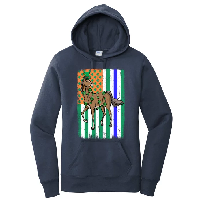 Horse Equestrian Irish Usa Police Flag Cop St Patricks Day Gift Women's Pullover Hoodie