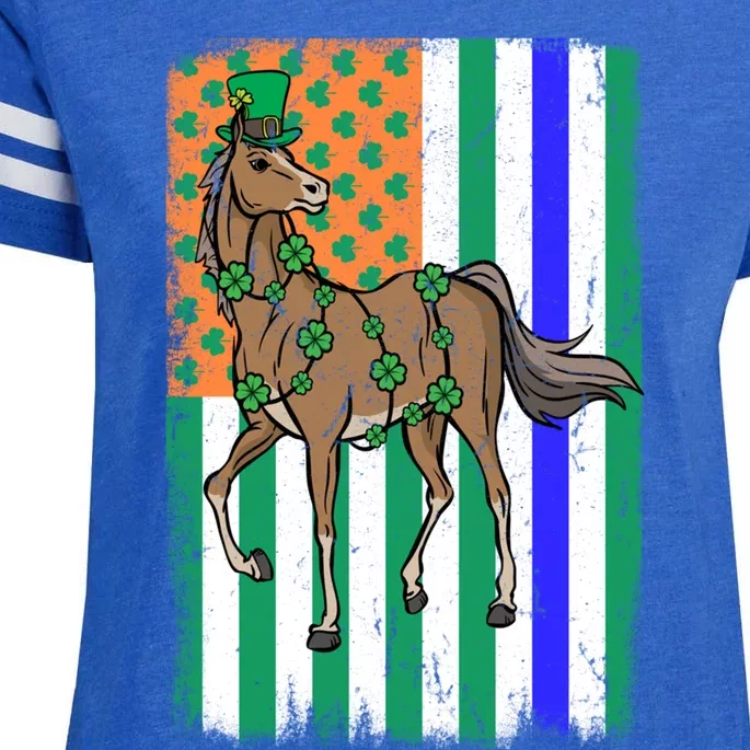 Horse Equestrian Irish Usa Police Flag Cop St Patricks Day Gift Enza Ladies Jersey Football T-Shirt