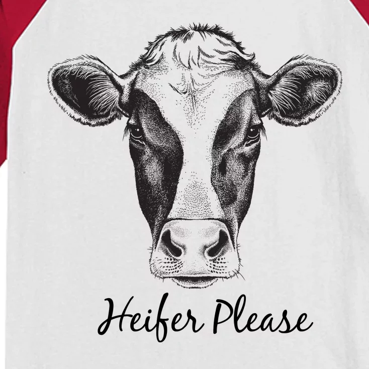 Heifer Please Funny Cow Kids Colorblock Raglan Jersey