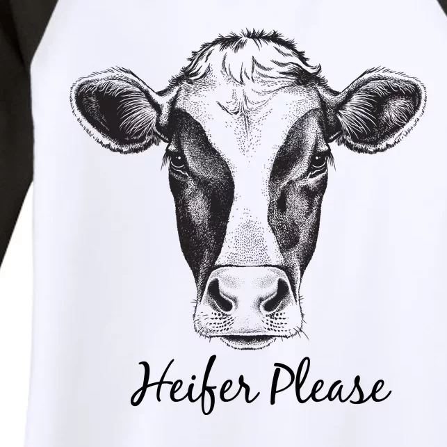 Heifer Please Funny Cow Women's Tri-Blend 3/4-Sleeve Raglan Shirt