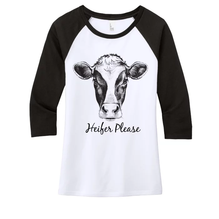 Heifer Please Funny Cow Women's Tri-Blend 3/4-Sleeve Raglan Shirt