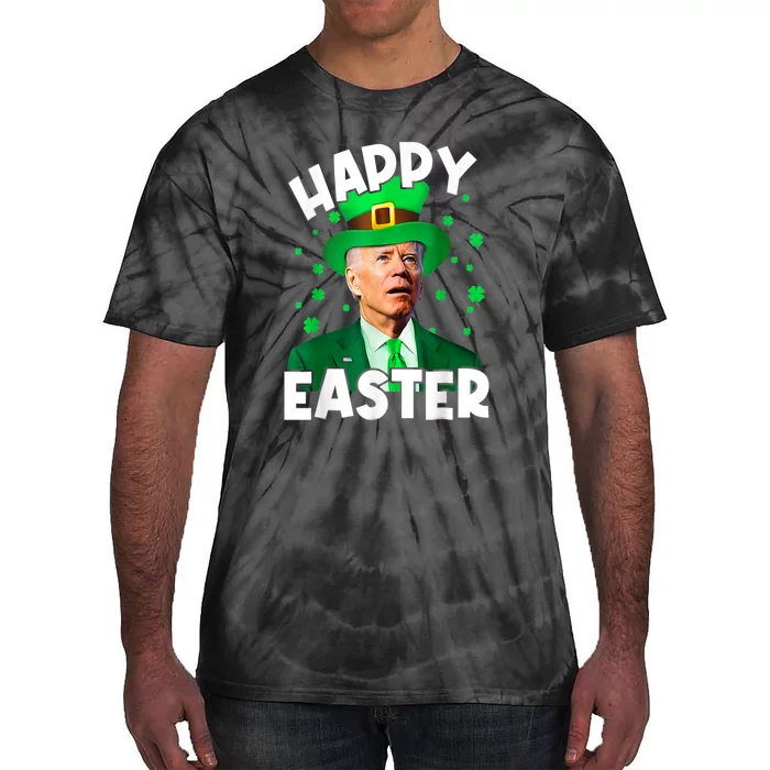 Happy Easter Joe Biden Leprechaun Shamrock St Patrick's Day Tie-Dye T-Shirt