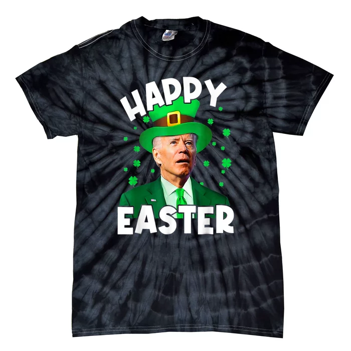 Happy Easter Joe Biden Leprechaun Shamrock St Patrick's Day Tie-Dye T-Shirt