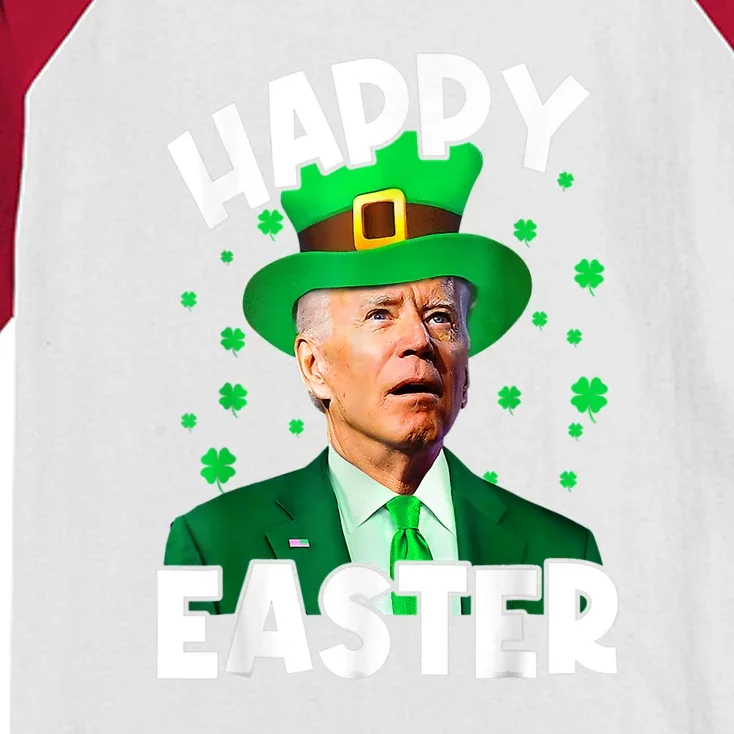 Happy Easter Joe Biden Leprechaun Shamrock St Patrick's Day Kids Colorblock Raglan Jersey