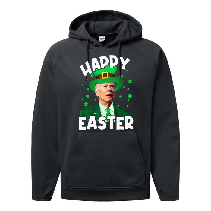 Happy Easter Joe Biden Leprechaun Shamrock St Patrick's Day Performance Fleece Hoodie