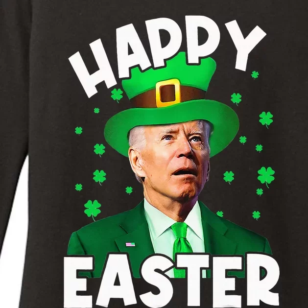 Happy Easter Joe Biden Leprechaun Shamrock St Patrick's Day Womens CVC Long Sleeve Shirt