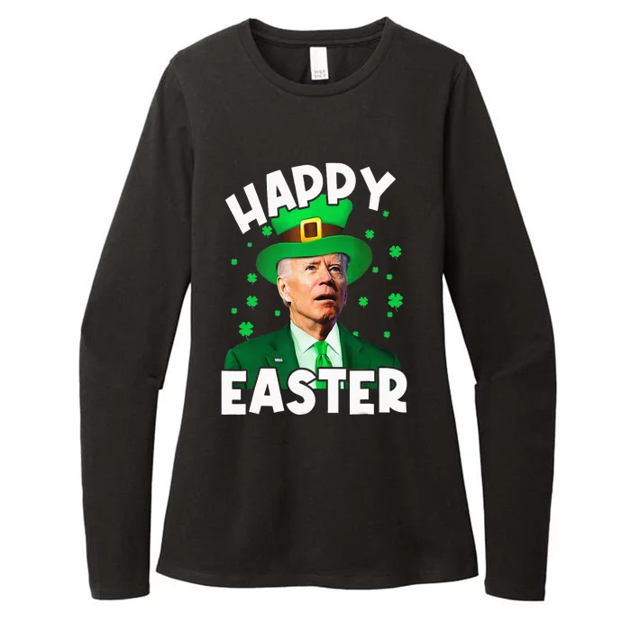 Happy Easter Joe Biden Leprechaun Shamrock St Patrick's Day Womens CVC Long Sleeve Shirt