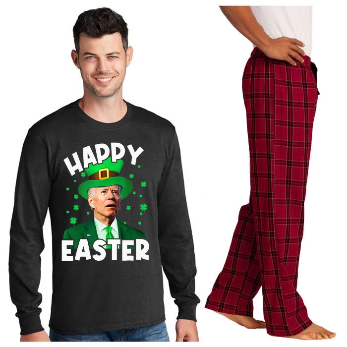 Happy Easter Joe Biden Leprechaun Shamrock St Patrick's Day Long Sleeve Pajama Set