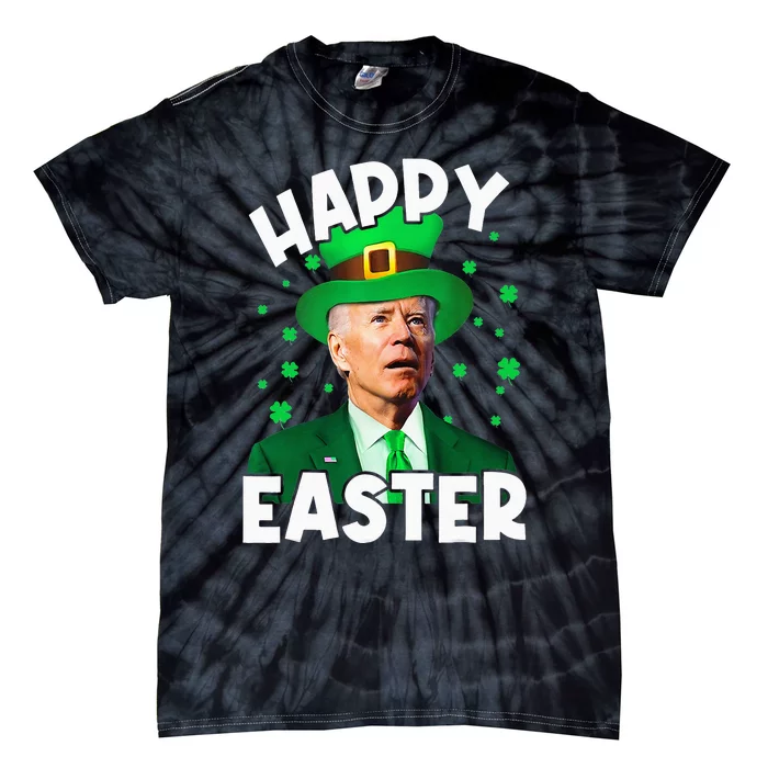 Happy Easter Joe Biden Leprechaun Shamrock St Patrick's Day Tie-Dye T-Shirt