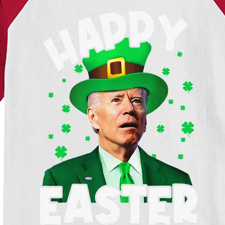 Happy Easter Joe Biden Leprechaun Shamrock St Patrick's Day Kids Colorblock Raglan Jersey