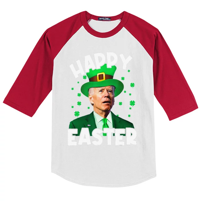 Happy Easter Joe Biden Leprechaun Shamrock St Patrick's Day Kids Colorblock Raglan Jersey