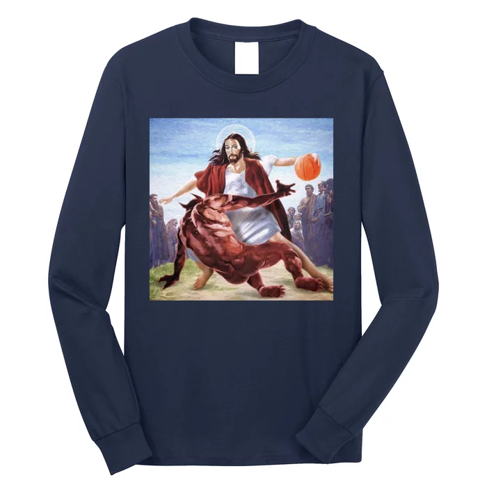 Happy Easter Jesus Satan Basketball Long Sleeve Shirt