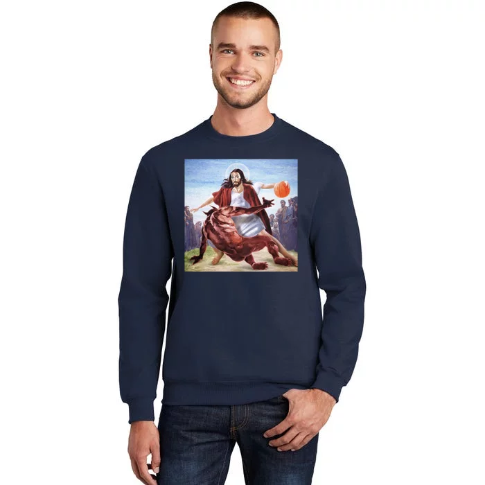 Happy Easter Jesus Satan Basketball Tall Sweatshirt