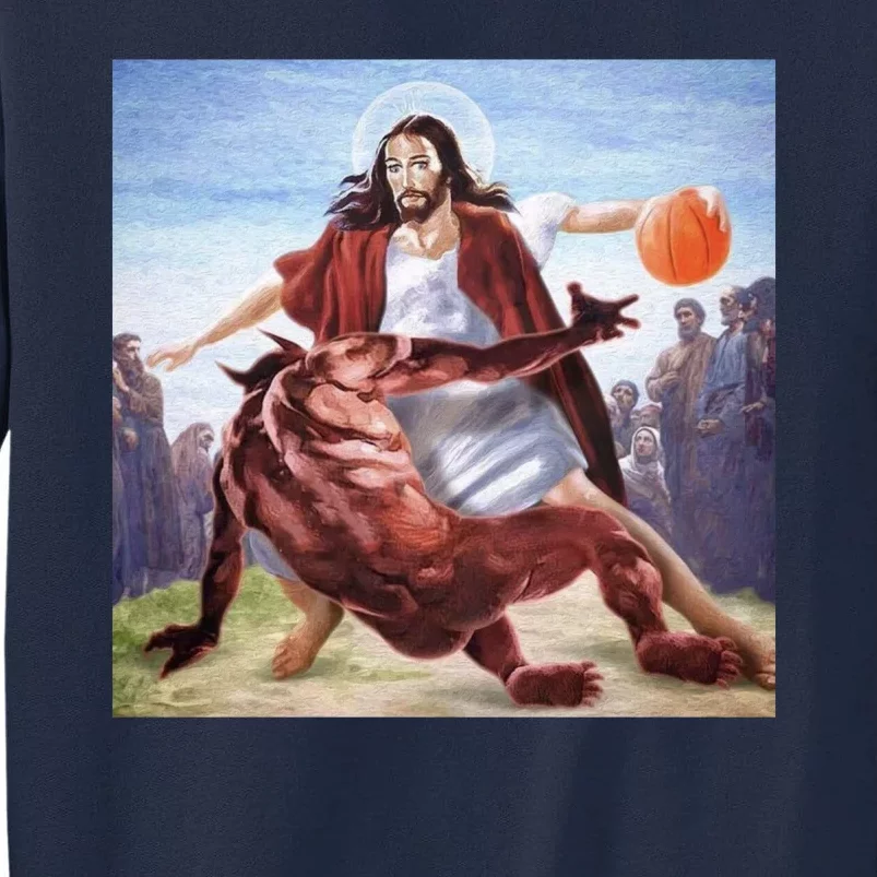 Happy Easter Jesus Satan Basketball Tall Sweatshirt