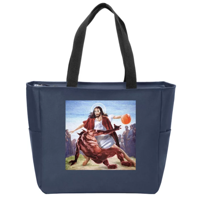 Happy Easter Jesus Satan Basketball Zip Tote Bag