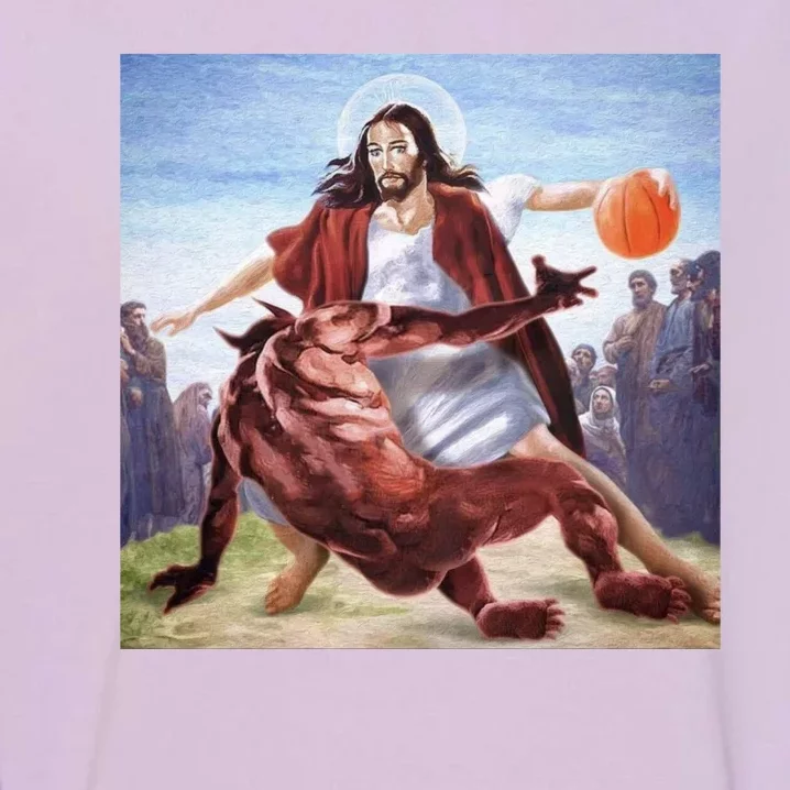 Happy Easter Jesus Satan Basketball Garment-Dyed Sweatshirt