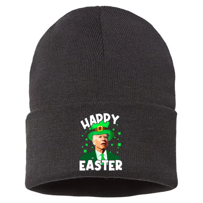 Happy Easter Joe Biden St Patricks Day Leprechaun Confused Sustainable Knit Beanie